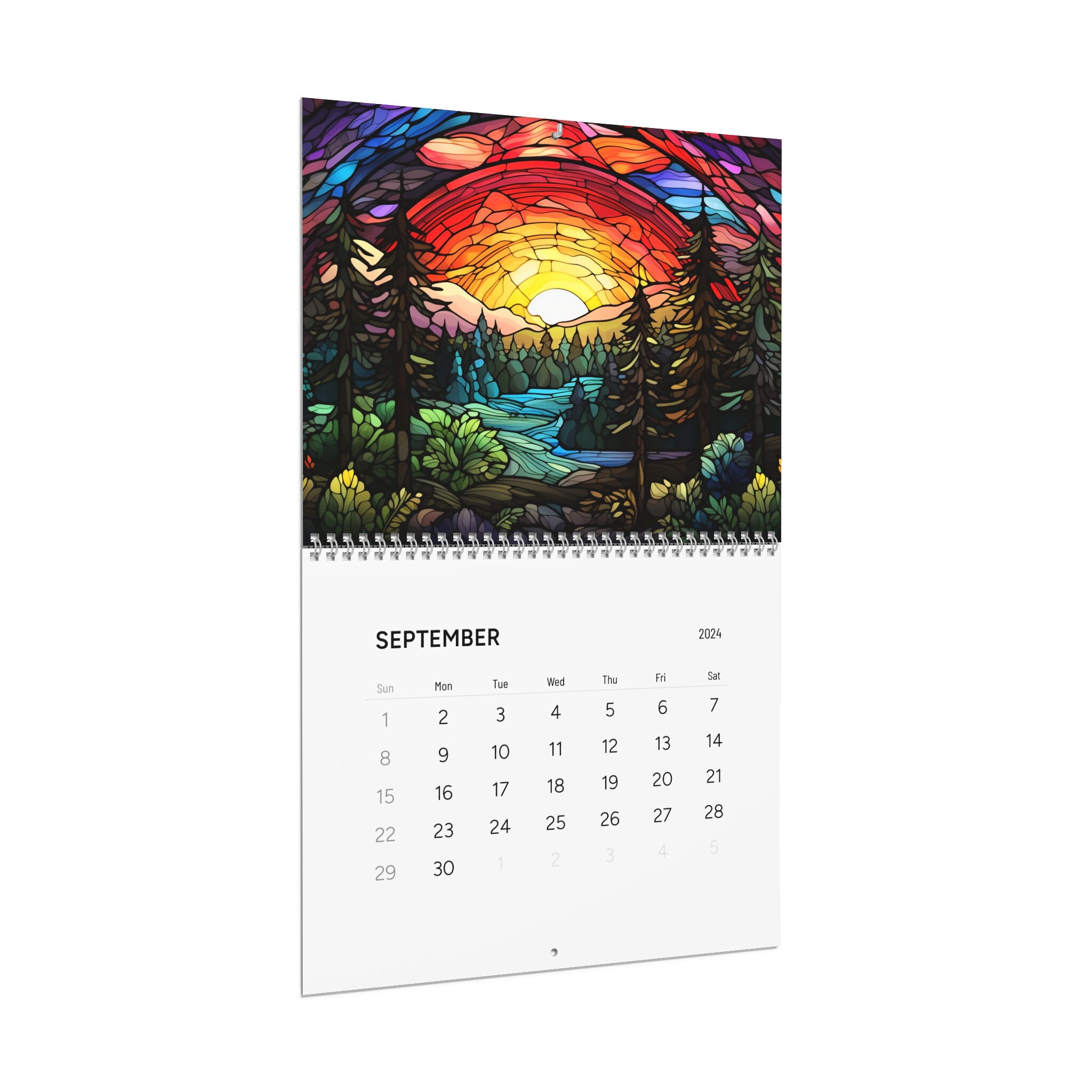Lgbtq 2024 calendar, lgbt rainbow forest, sunset calendar 2024, stained