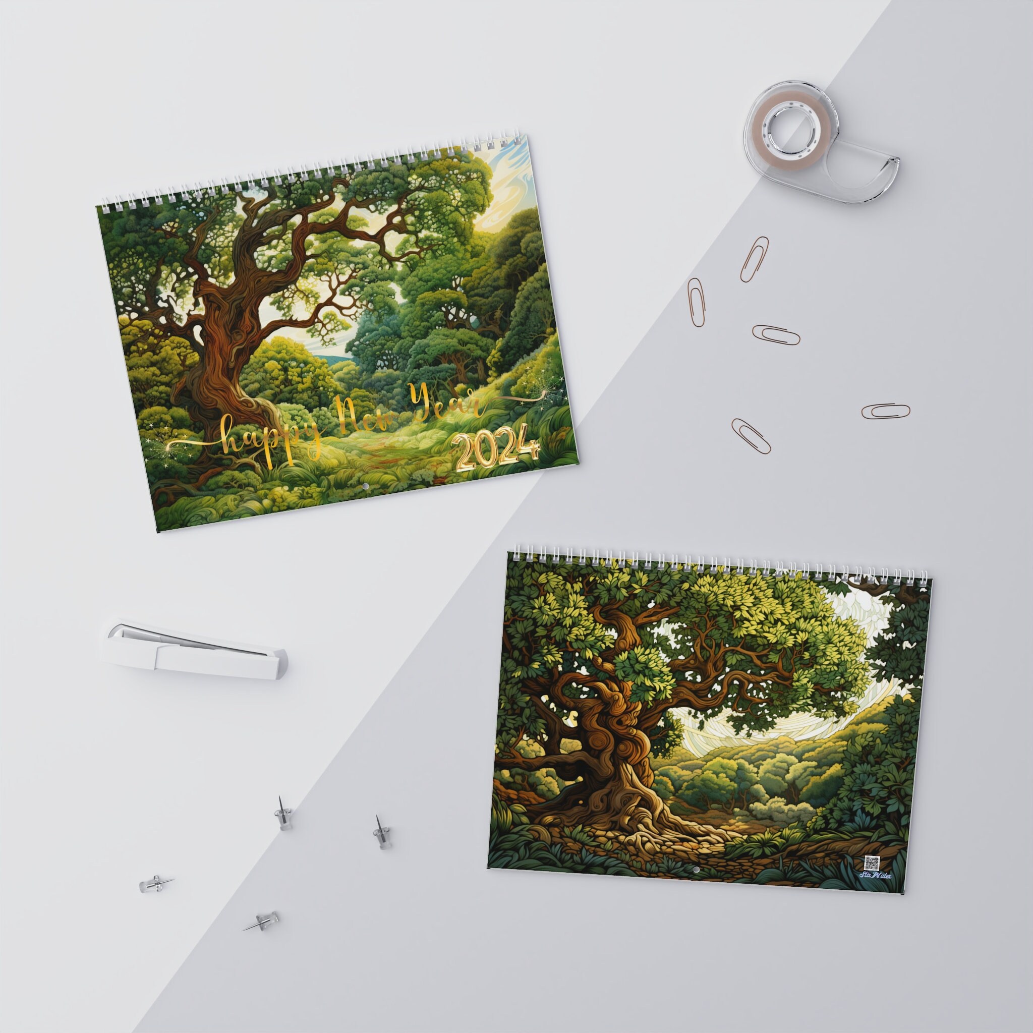 2024 tree calendar, 2024 artsy tree calendar, tree calendar 2024