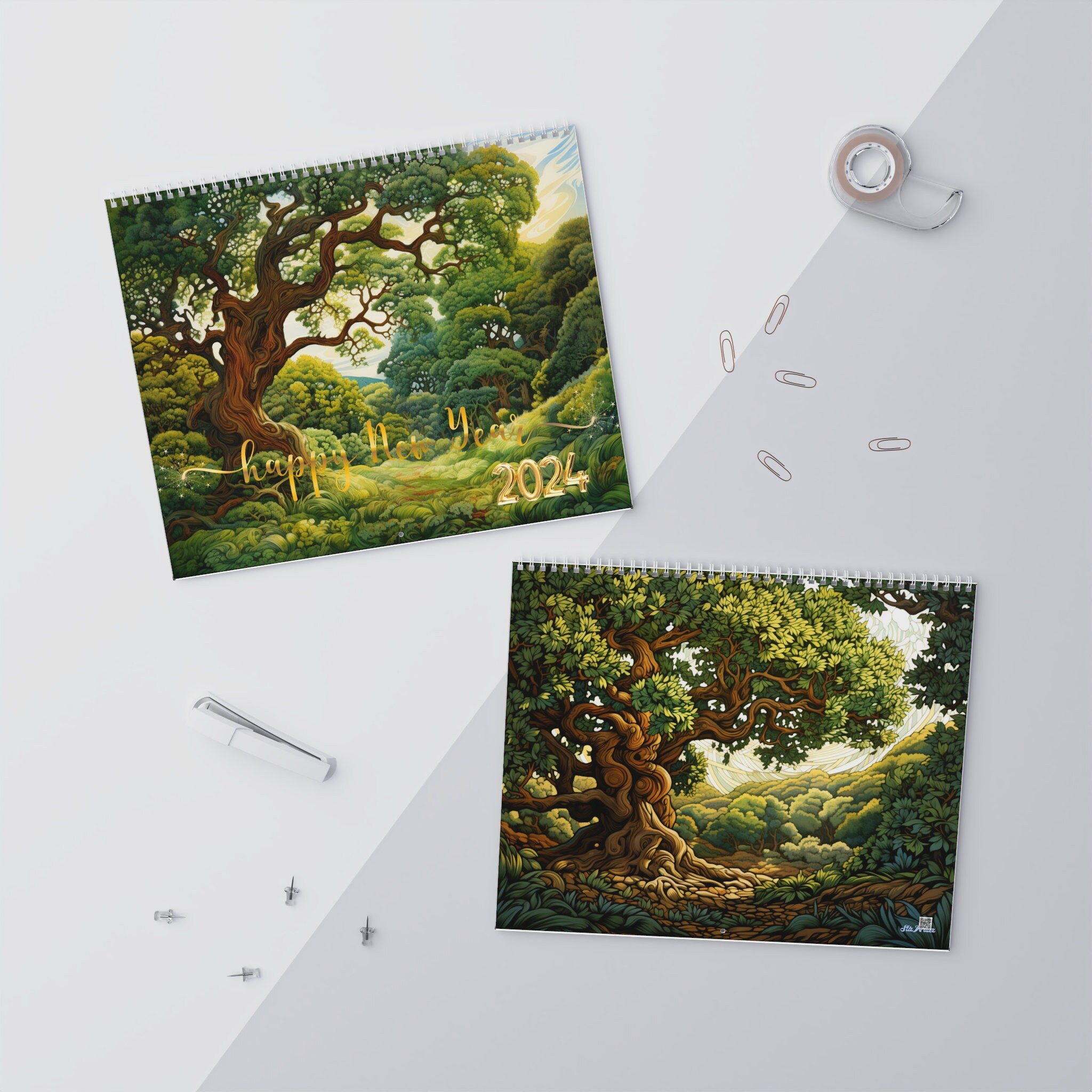 2024 tree calendar, 2024 artsy tree calendar, tree calendar 2024