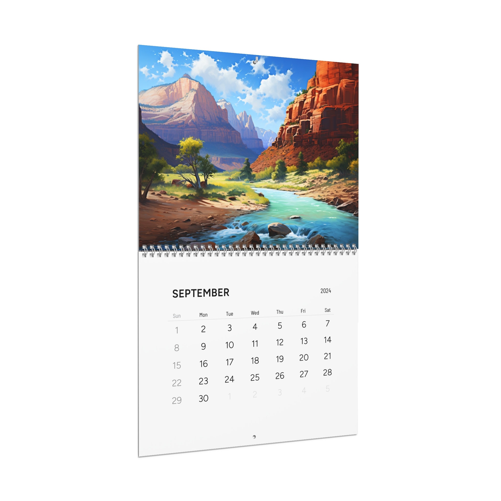 National parks wall calendar 2024, mountain river wall calendar 2024