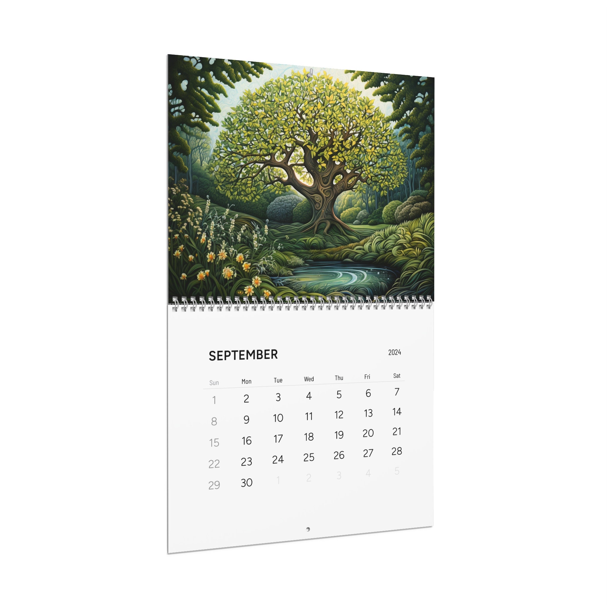 2024 tree calendar, 2024 artsy tree calendar, tree calendar 2024
