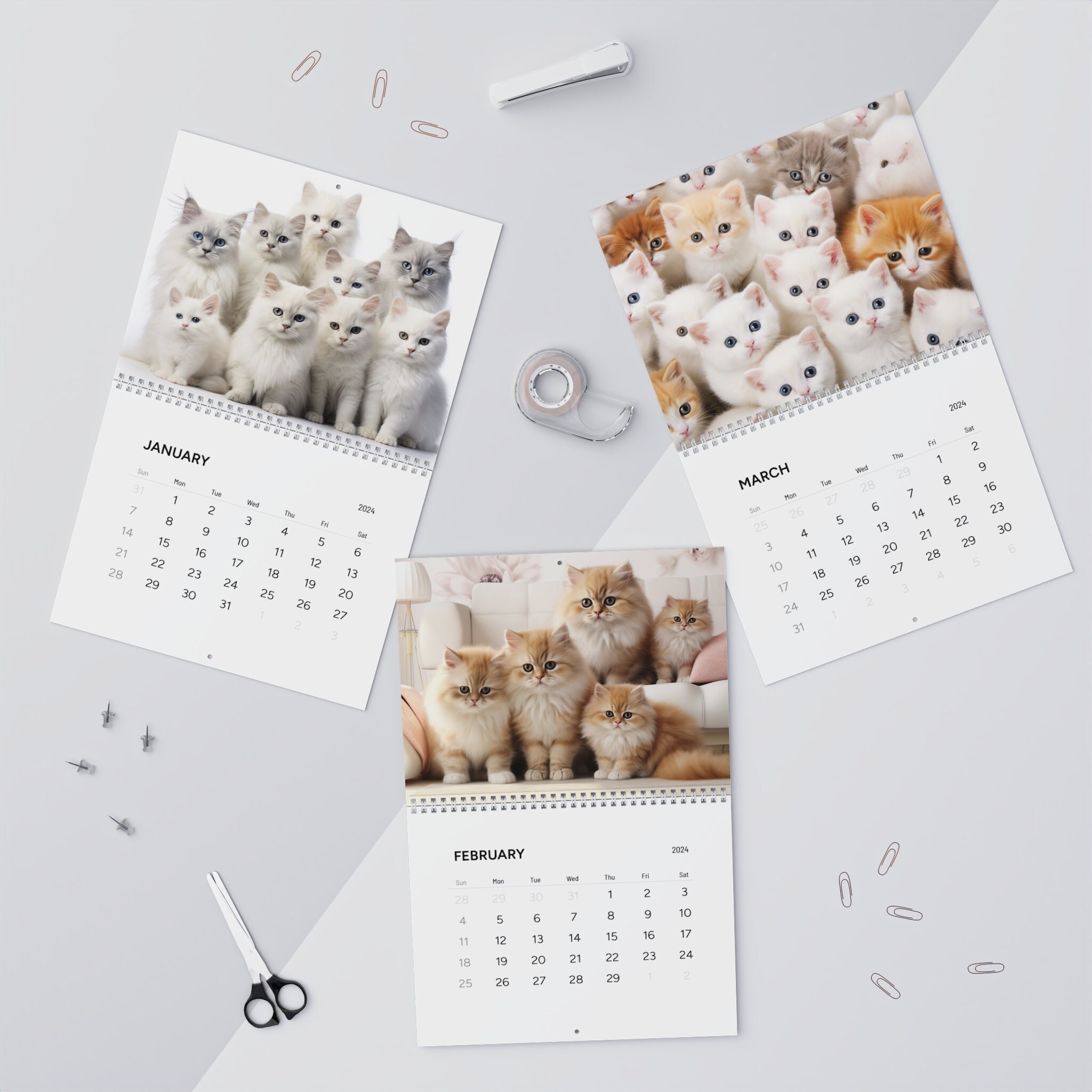 Cat calendar 2024, cute cat calendar 2024, 2024 calendar, cat calendar
