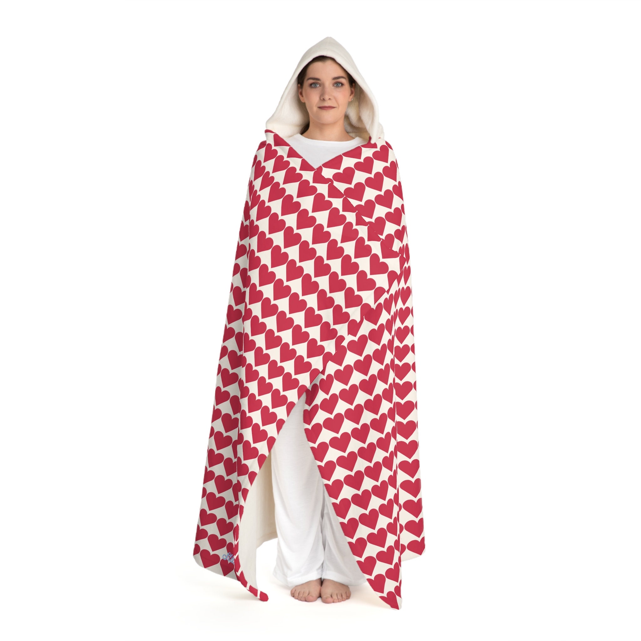 Discover red heart hooded blanket, highland calf outerwear winter puffer windbreaker, beach warm blanket, couple valentine's day camping blanket