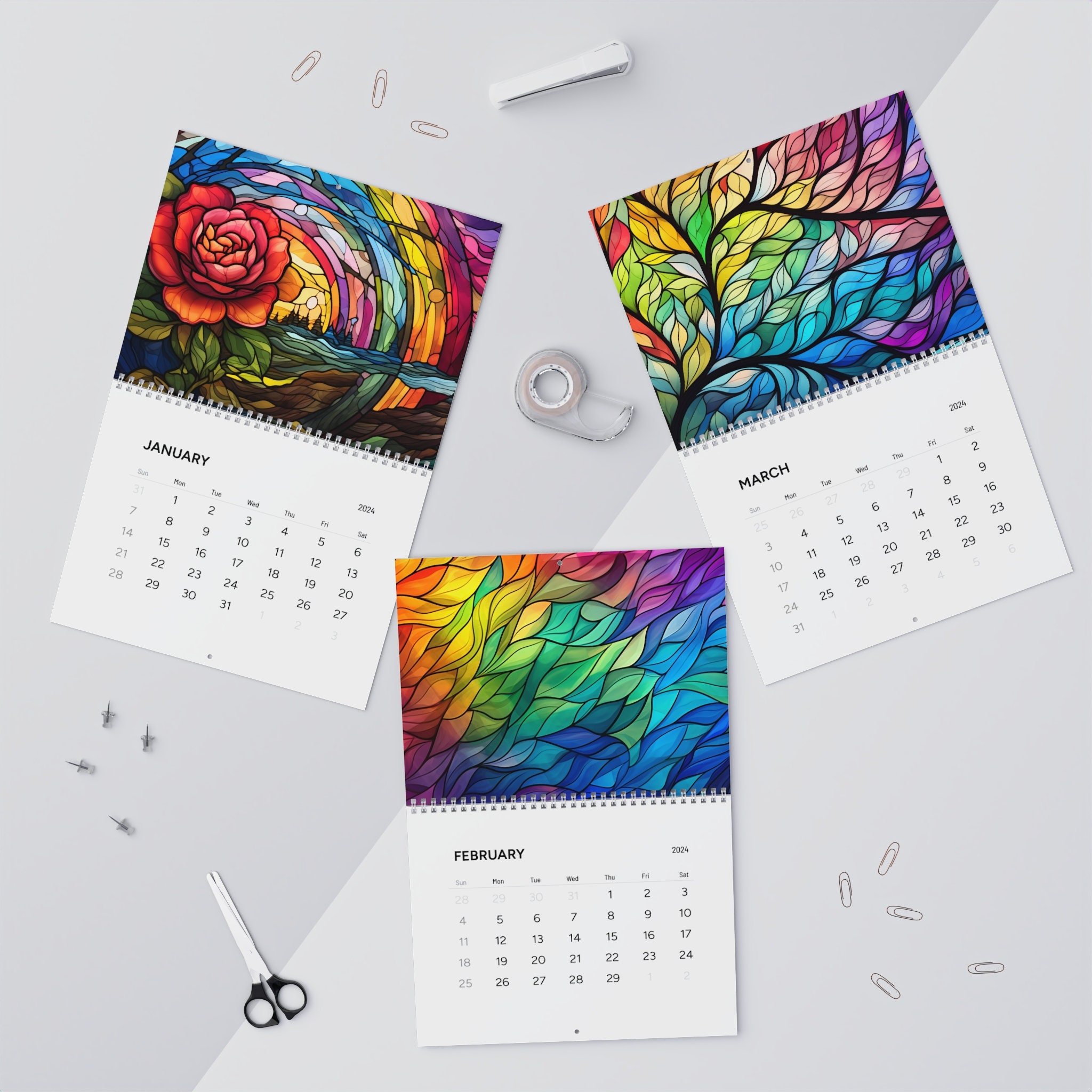 Stained Glass Wall Calendar 2024Wall Calendar 2024 Etsy Stained Glass Wall Calendar 2024Wall Calendar 2024 Etsy