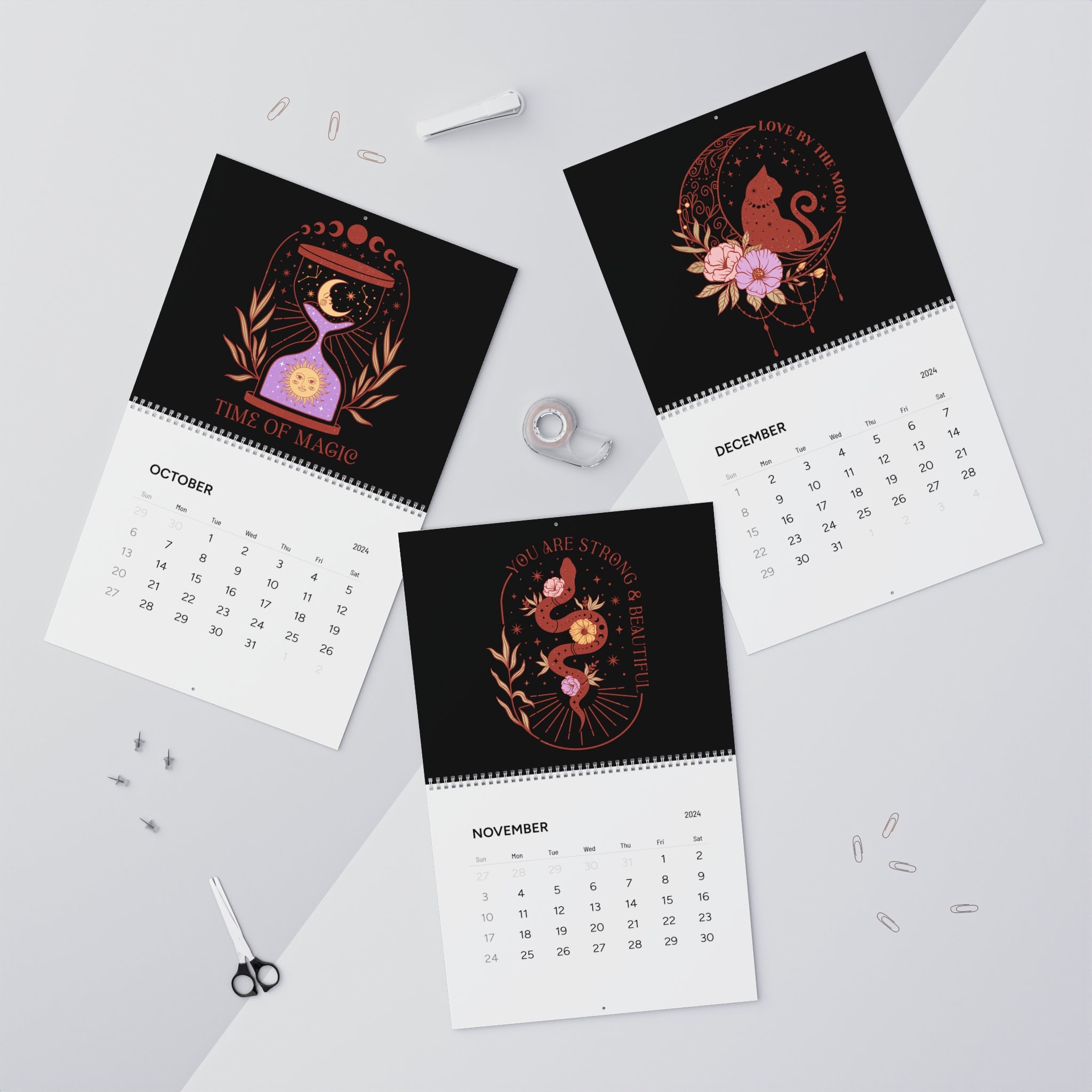 Witch wall calendar 2024, witchy celestial wall calendar 2024 sold by