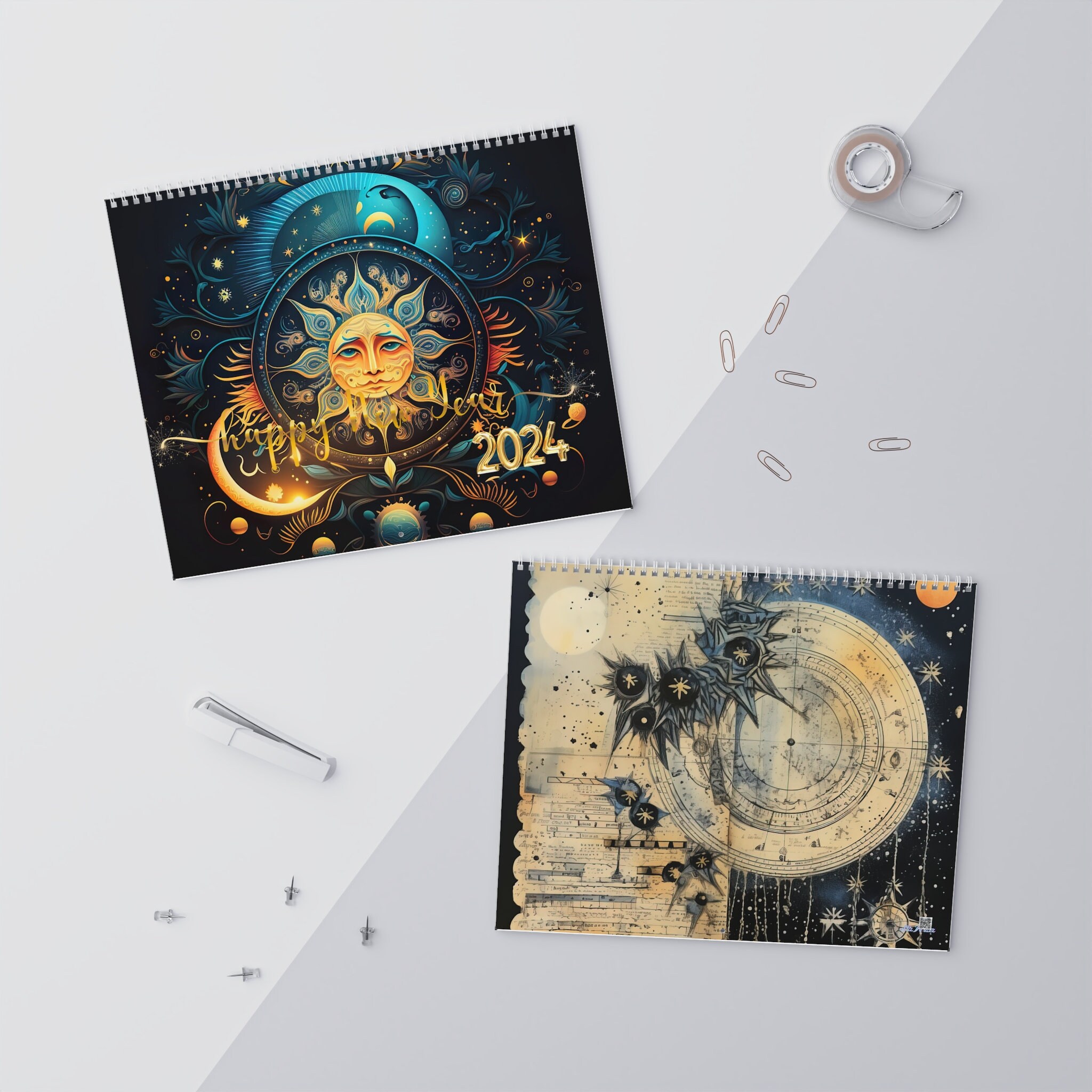 Celestial wall calendar 2024, astrology wall calendar 2024, universe