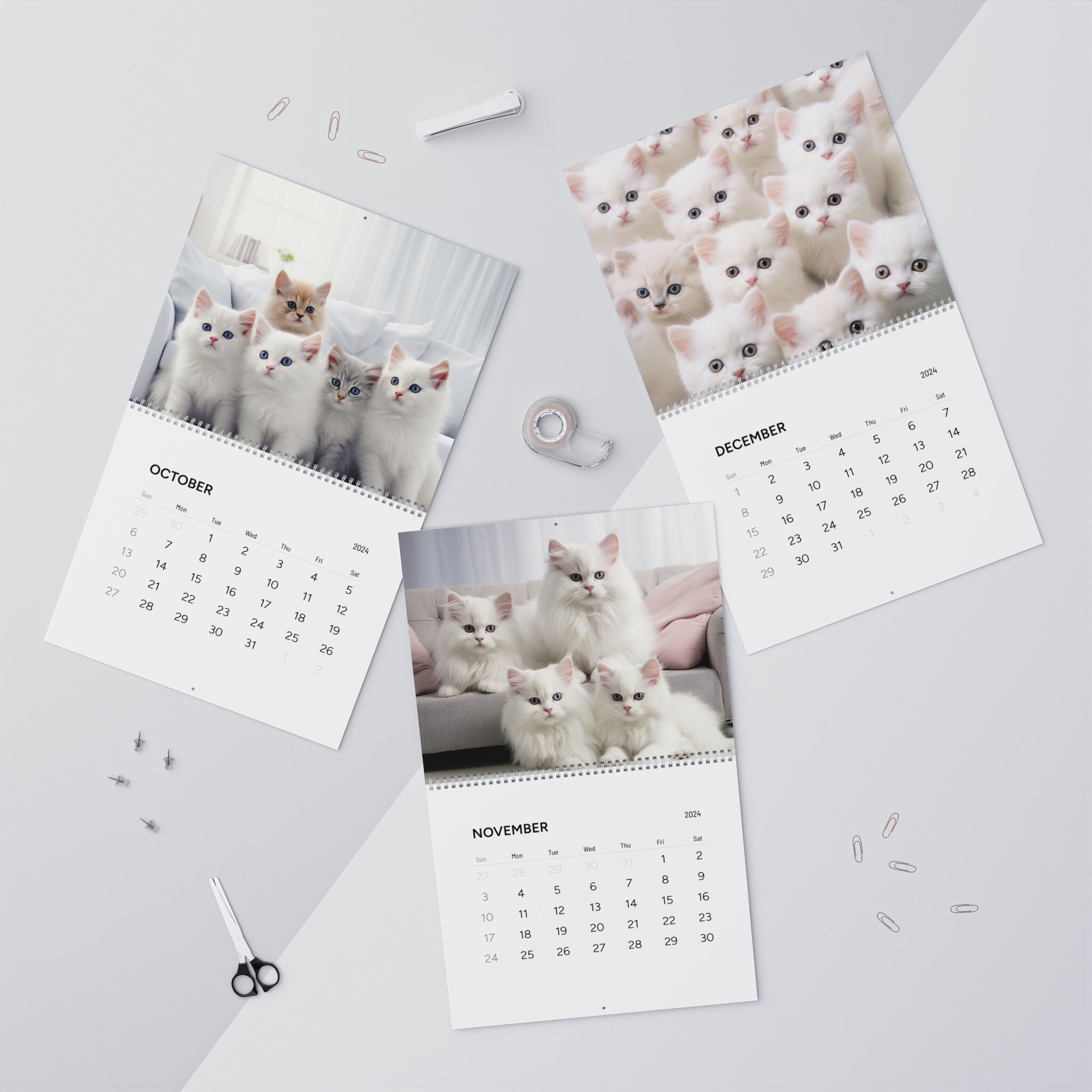 Cat Calendar 2024 Cute Cat 2024 Calendar Kitten Calendar Etsy Australia