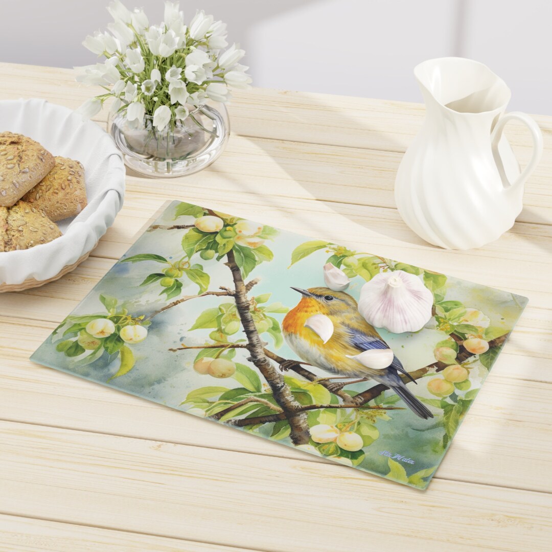 Bird Cutting Board Bird Fruit Tree Cutting Board Bright Etsy