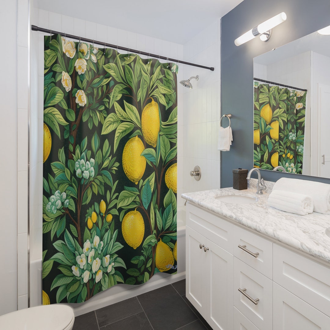 Lemon Shower Curtain Lemon Tree Shower Curtain Fruit Tree Etsy
