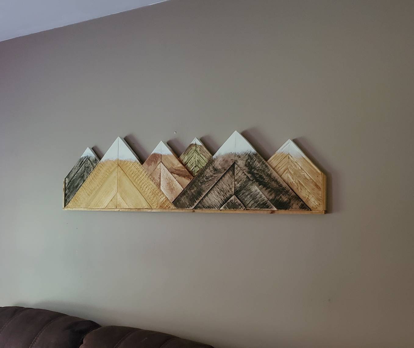 Reclaimed Pallet Wood Mountain Wall Art Rustic Etsy