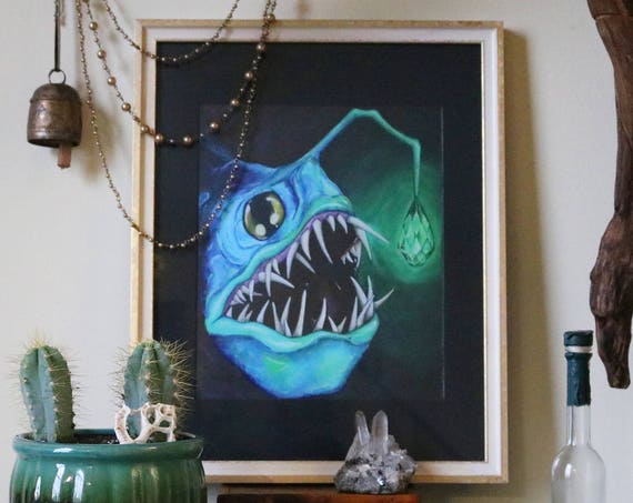 Art Print | Emerald Angler Fish, animal prints