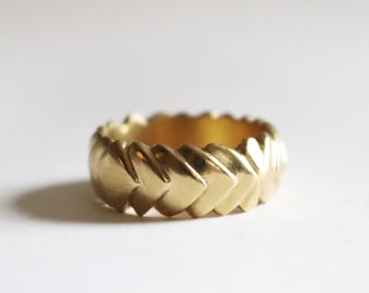 Ring | Brass and Silver Armored Ring, handmade jewelry