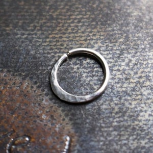Handmade Sterling Silver Hammered Septum or Cartilage Ring | Body Jewelry