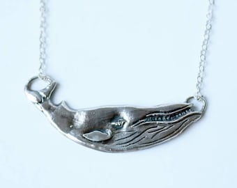 Silver Humpback Whale Necklace | handmade jewelry