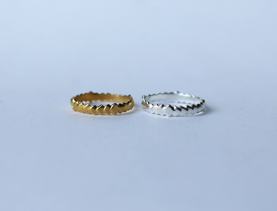 Ring | Repeating Scale Band, silver or brass, handmade jewelry