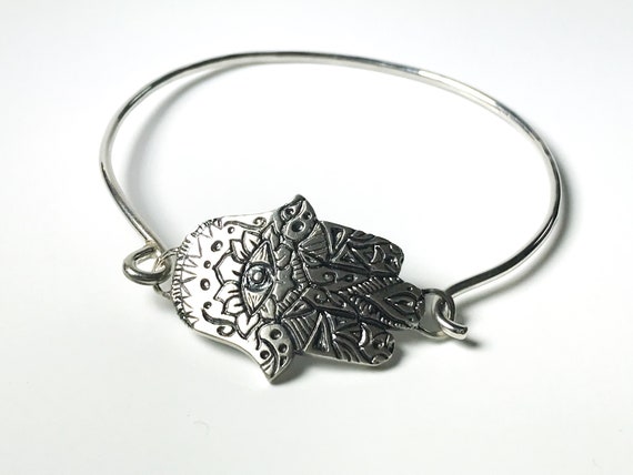 Sterling Silver Hamsa Bangle