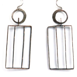 Handmade Brass and Silver Mixed Metal Cage Earrings