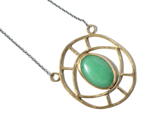 Handmade Evil Eye Necklace | Brass, Aventurine, Rose Quartz