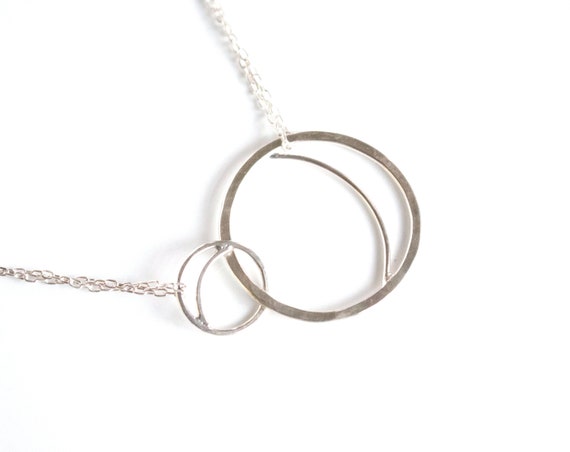 Handmade Silver Interlocking Crescent Necklace