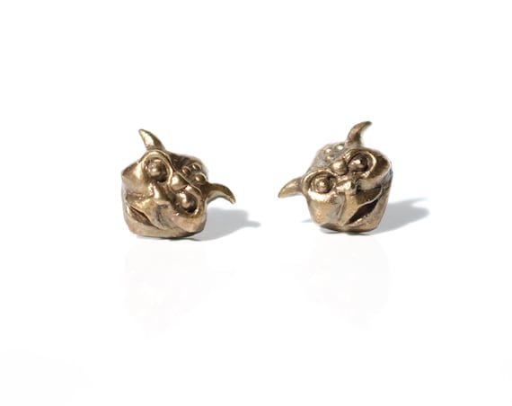 Handmade Brass Gargoyle Stud Earrings