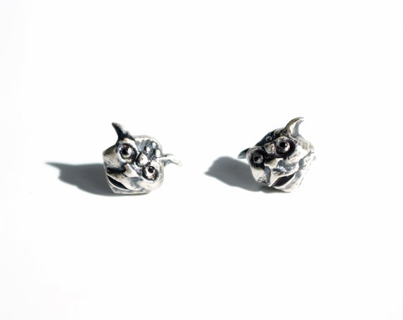 Handmade Silver and Spinel Gargoyle Stud Earrings | Labyrinth Jewelry