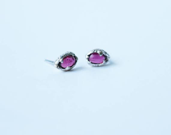 Rhodolite Garnet Snake Eye Studs | handmade jewelry