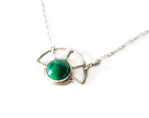 Handmade Silver Malachite Sun Necklace