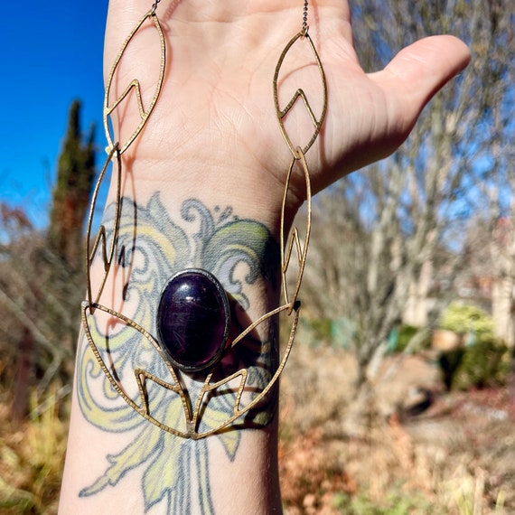 Handmade Brass, Silver and Fluorite Fox tail Necklace