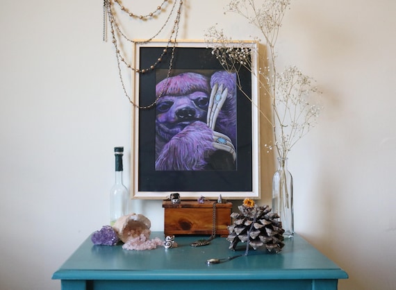 Art Print | Purple Sloth Print, animal prints