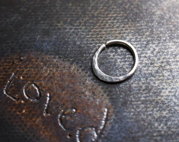 Handmade Sterling Silver Hammered Septum or Cartilage Ring | Body Jewelry