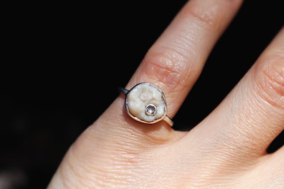 Tooth Ring with Gemstone Filling | Custom Handmade Tooth ring | you provide the tooth