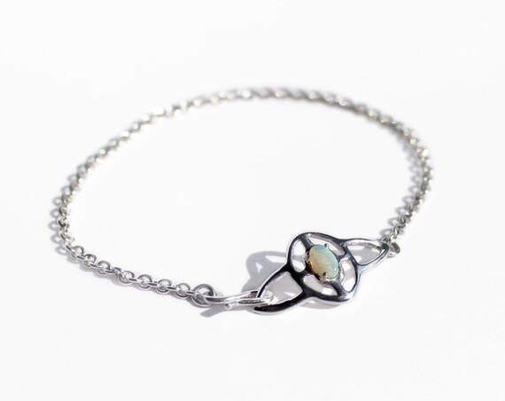 Silver and Opal Ripple Bracelet