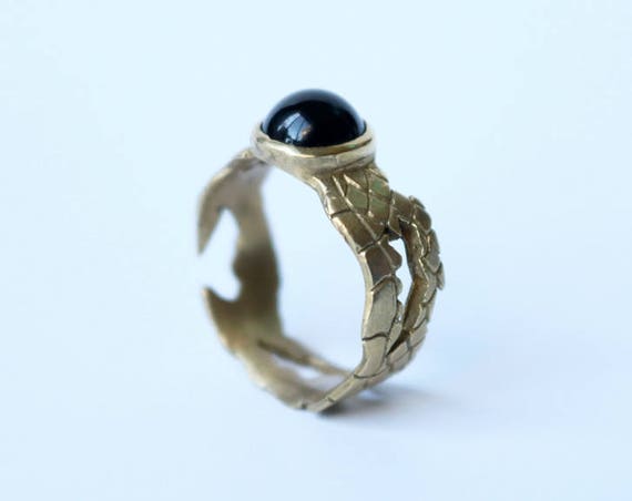 Brass and Onyx Snake Skin Ring