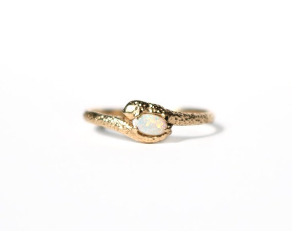 14k Gold and AAA grade White Opal Ring