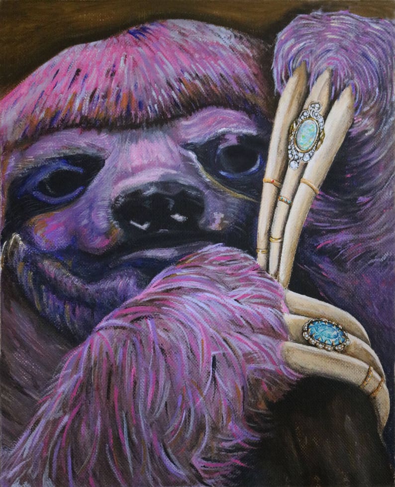 Art Print Purple Sloth Print Animal Prints - Etsy