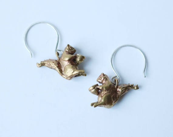 Brass Squirrel Earrings | handmade jewelry