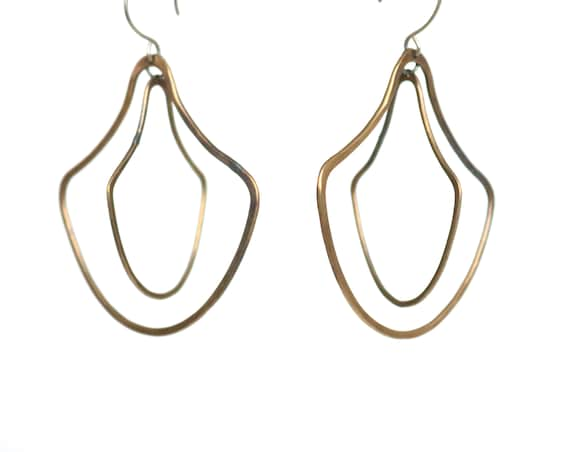 Handmade Brass Double Door knocker Earrings