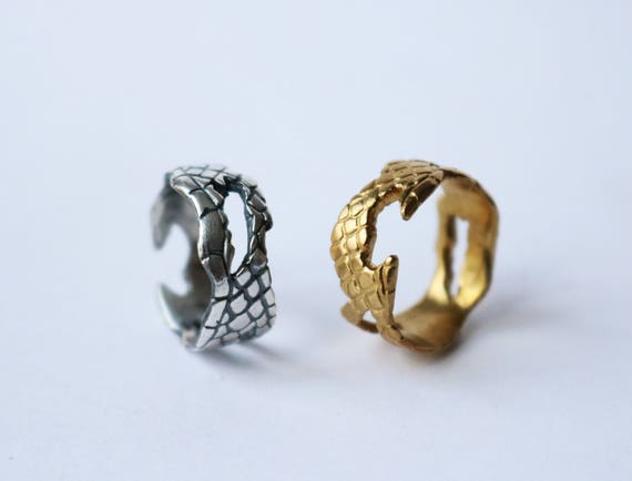 Ring | Snake Skin Ring, silver or brass, handmade jewelry