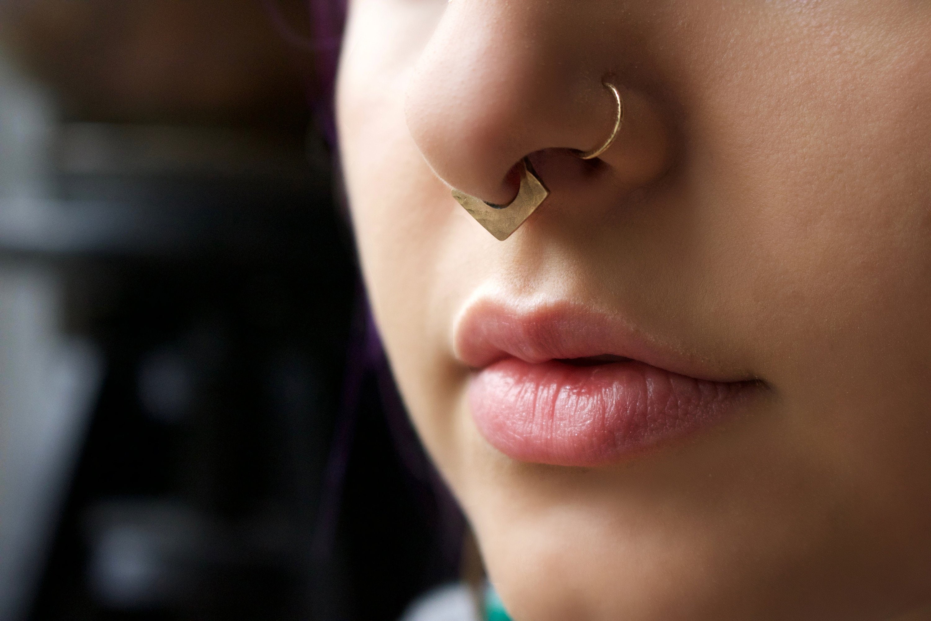 STERLING SILVER Handmade Hammered Shield Shaped Septum Ring Body