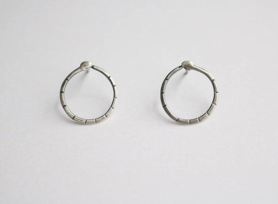 Earrings | Silver Circle Snake Studs, handmade jewelry