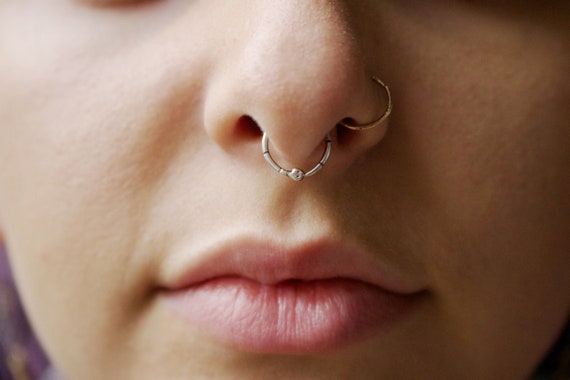 Handmade STERLING SILVER Ouroboros Snake Septum or Cartilage Ring | Body Jewelry