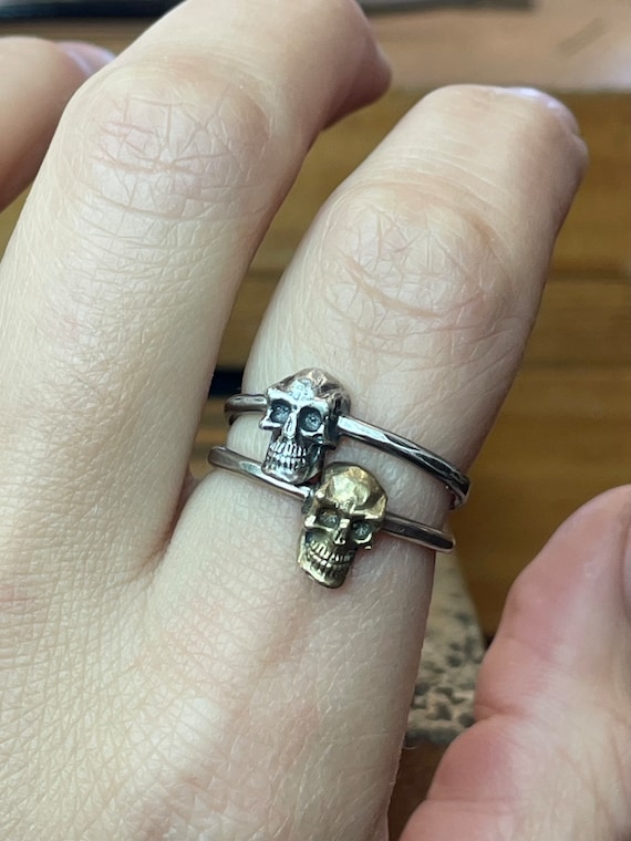 Handmade Skull Ring in Brass or Sterling Silver