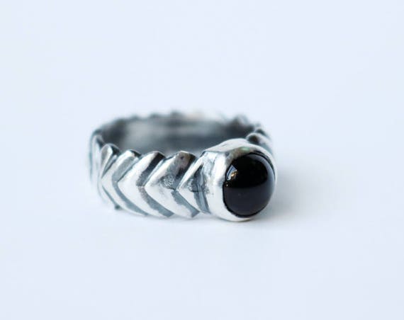 Onyx Unisex Ring in Silver or Brass | handmade jewelry