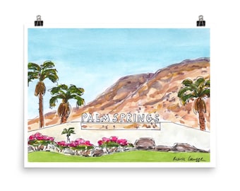 Palm Springs Sign Art Print, California Desert Poster, Mid Century Modern Wall Art, Travel Inspired Home Decor