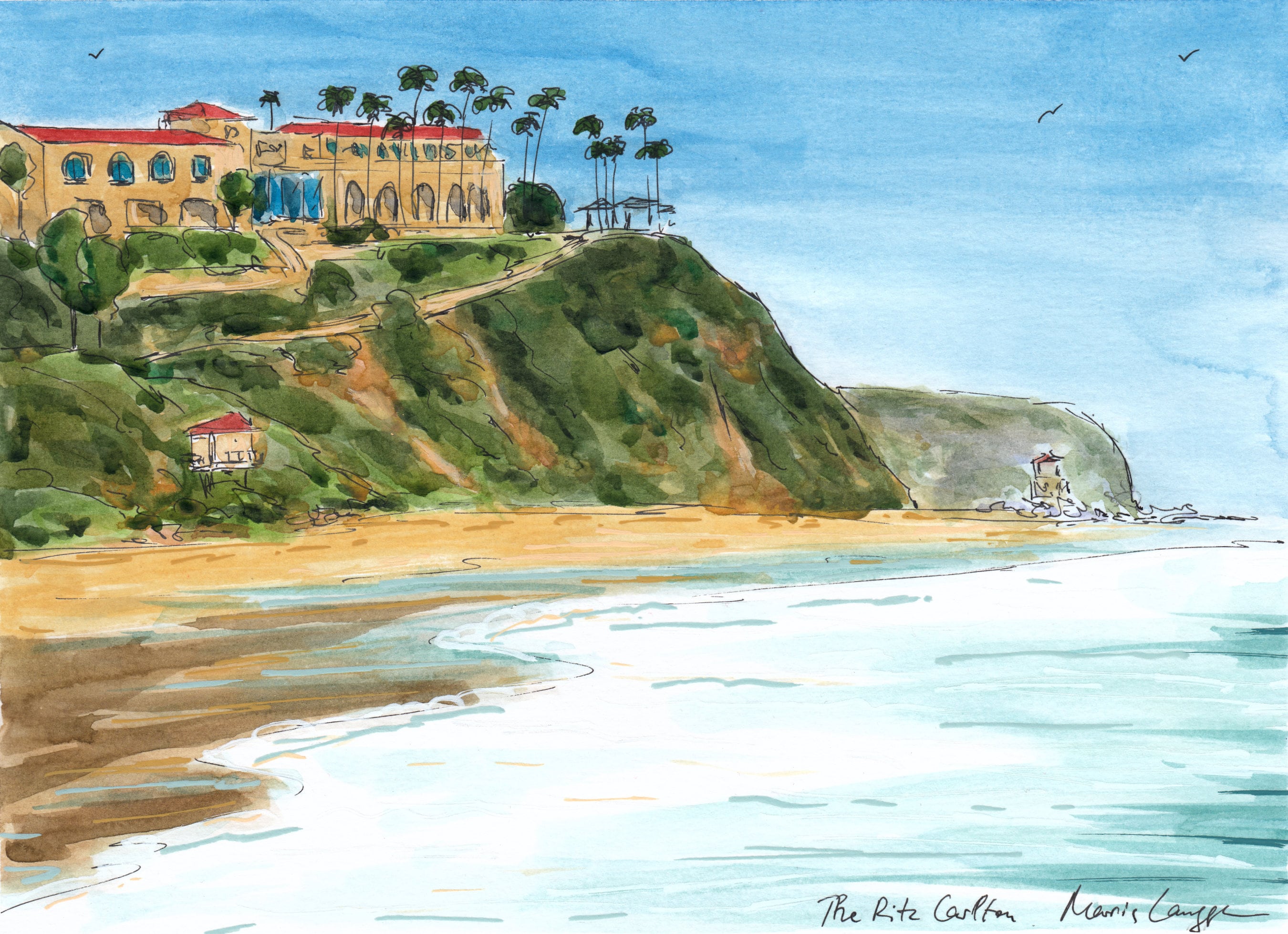 Salt Creek Beach Dana Point Art Print | Dana Point Watercolor Poster | Large Framed Living Room Print