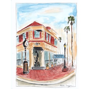 Newport Beach Art: Doryman&#39;s Inn Watercolor Painting, California Coast