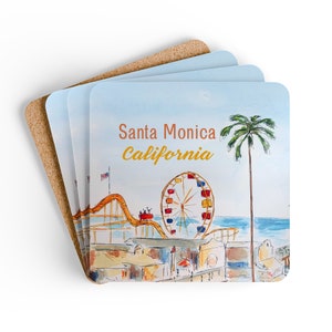 Santa Monica Pier Drink Coasters - Personalized Custom Gift For Home Décor And Special Occasions; California Art Coasters