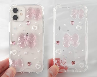 Handmade Resin Phone Case | Ribbon Heart Design