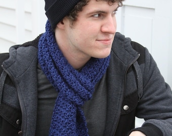 Men's Blue Scarf - Winter Accessory - Fall Accessory - Winter Scarf - Fall Scarf - Unisex - Neckerchief - Crochet Scarf - Crochet Guy Scarf