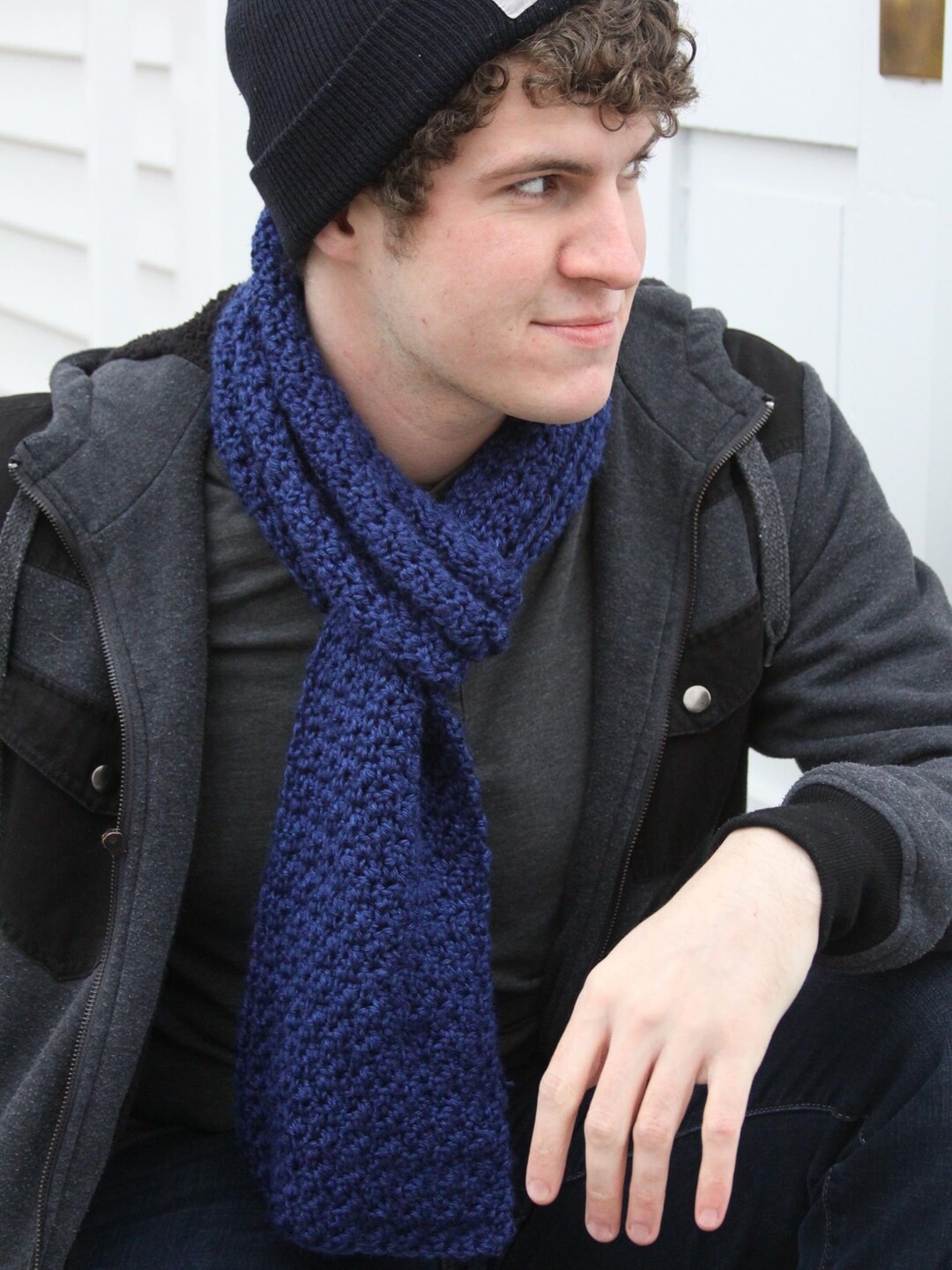 Men's Blue Scarf Winter Accessory Fall Accessory Winter Scarf Fall